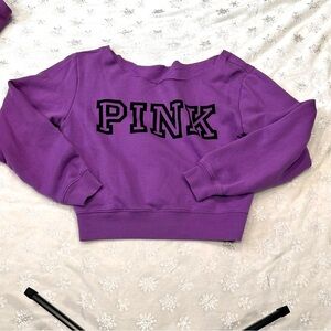 VICTORIA'S SECRET PINK EVERYDAY LOUNGE OFF THE SHOULDER CREW SWEATSHIRT